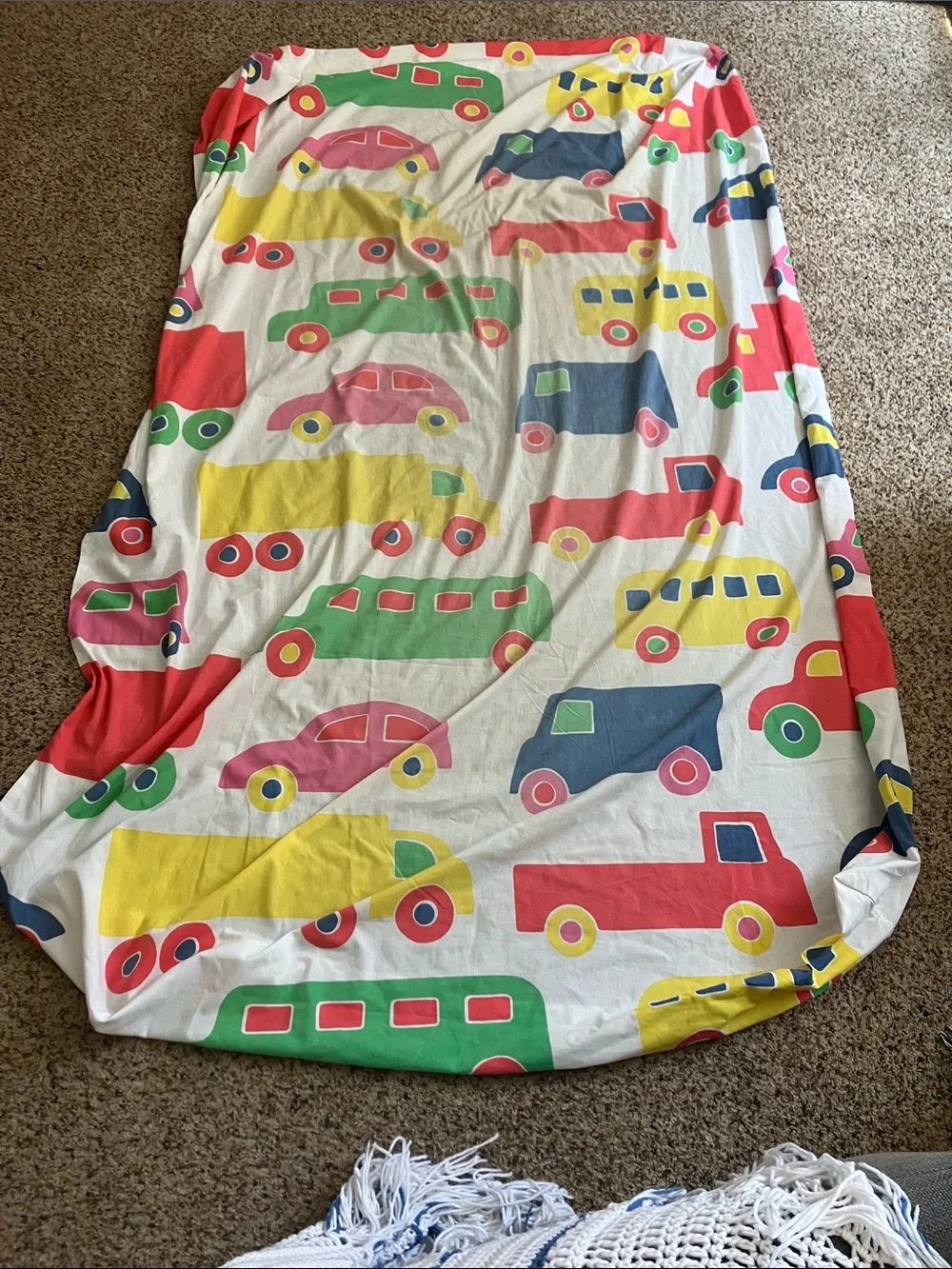 Marimekko twin Colorful Kids Cars and trucks Fitted Sheet Bo boo Dan rivers 70s